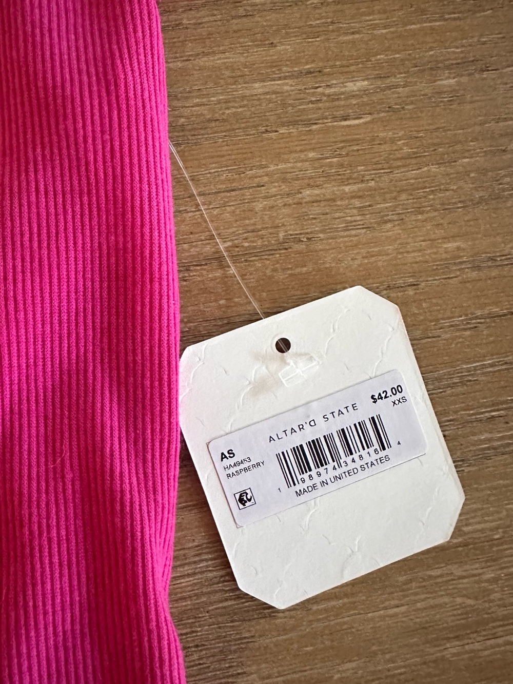 Altar’d State Raspberry Pink Ruffle Sleeve Ribbed Top XXS NWT - Picture 3 of 8